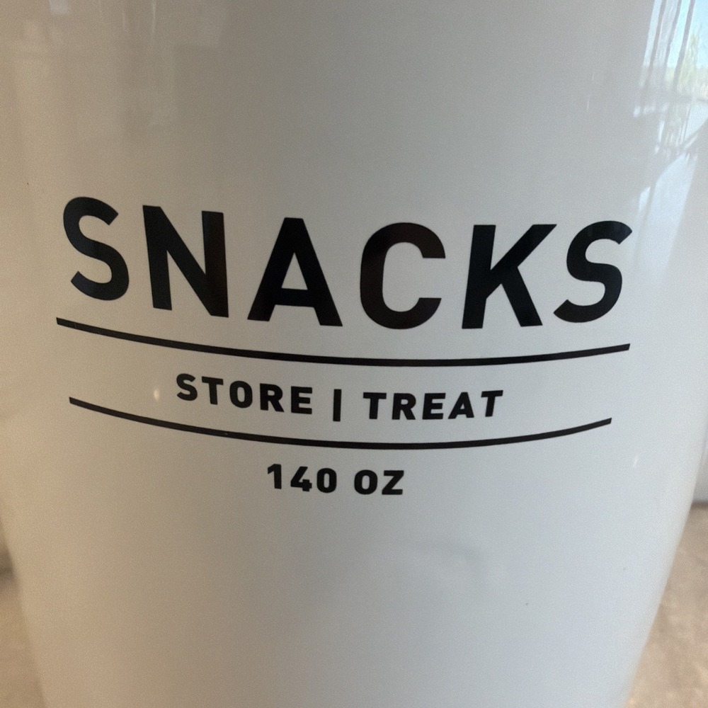 West Elm Snacks Kitchen Canister Storage Jar White Stoneware Pantry 9in GW995 - Picture 2 of 9
